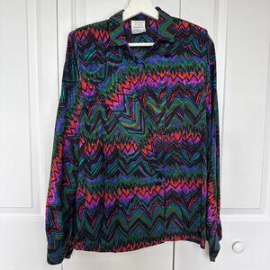 Vintage Francesca of Damon for Starington Women’s Size 12 Black 100% Silk Blouse
